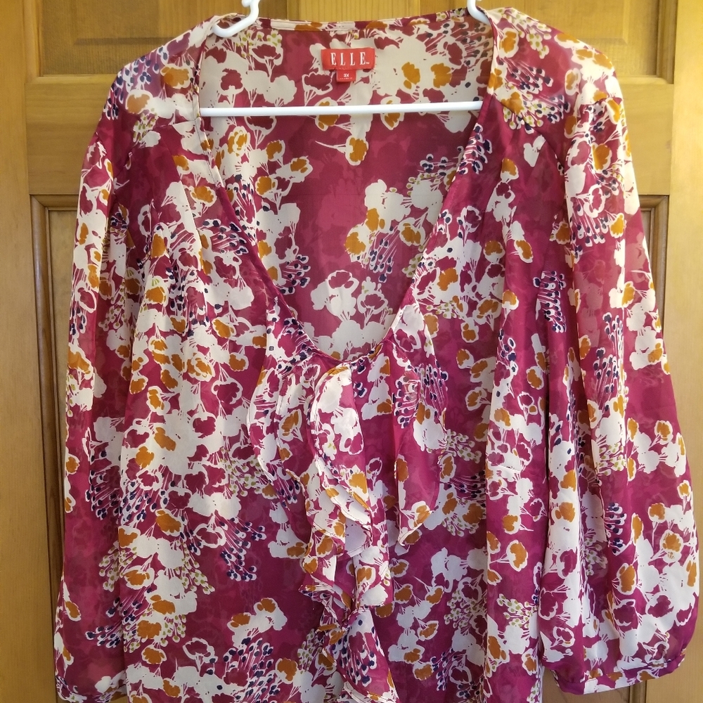 Elle sheer floral blouse